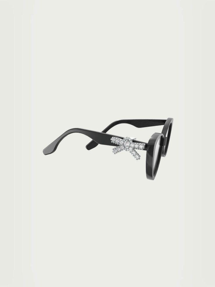 Black Side-Embellished Bowknot Optical Glasses