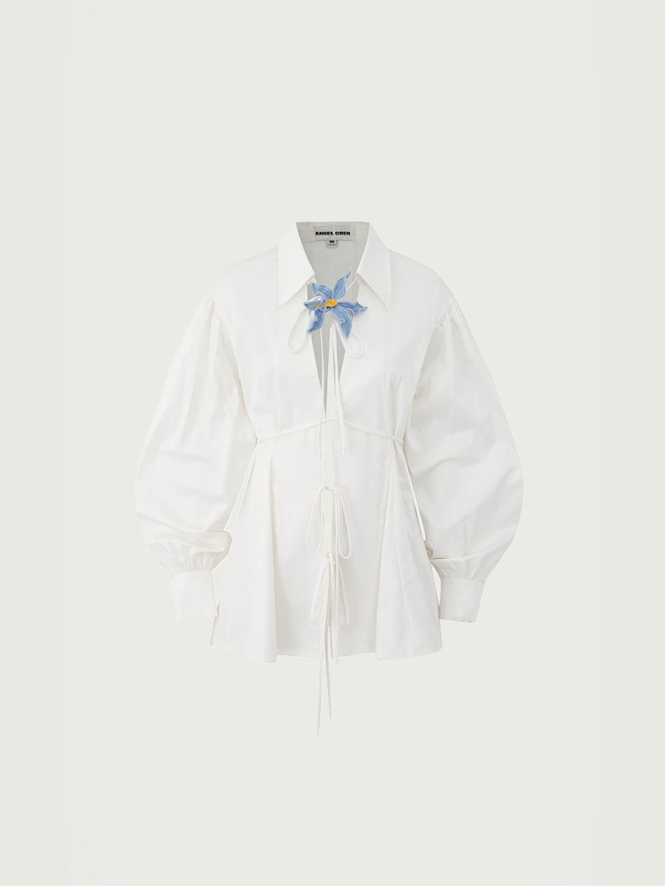 Orchid Crochet White Cotton Shirt