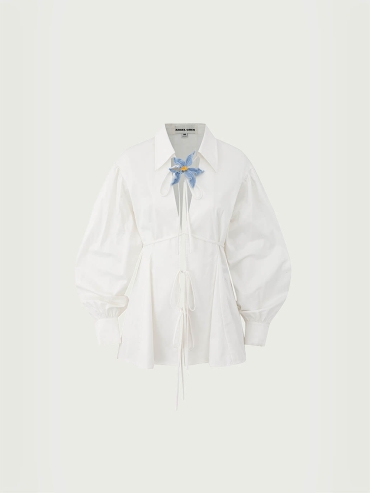 Orchid Crochet White Cotton Shirt