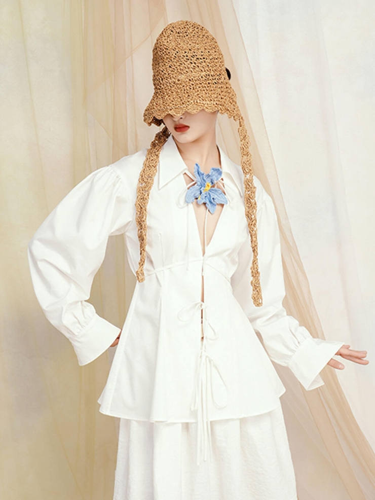 Orchid Crochet White Cotton Shirt