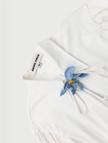 Orchid Crochet White Cotton Shirt
