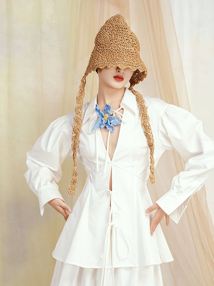 Orchid Crochet White Cotton Shirt
