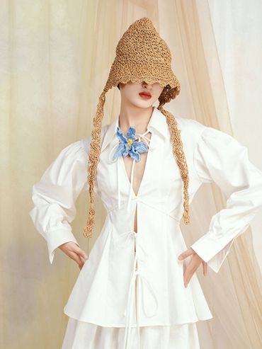 Orchid Crochet White Cotton Shirt