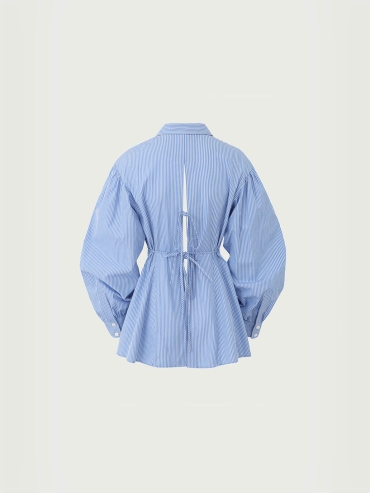 Orchid Crochet Blue Stripes Cotton Shirt
