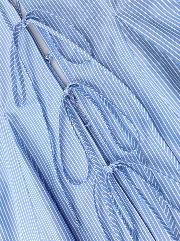 Orchid Crochet Blue Stripes Cotton Shirt
