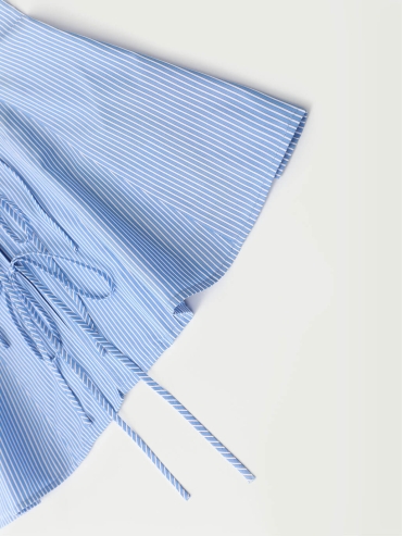 Orchid Crochet Blue Stripes Cotton Shirt