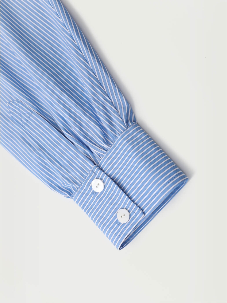 Orchid Crochet Blue Stripes Cotton Shirt
