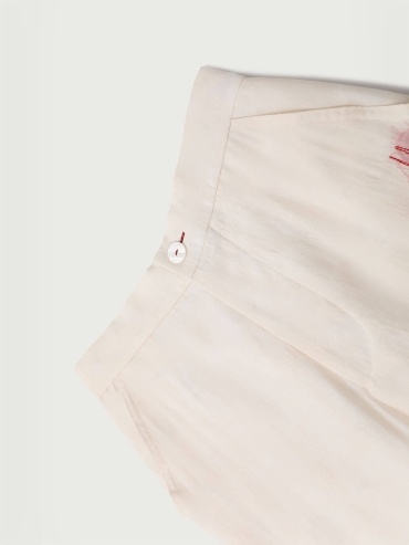 Red Lace Detail Silk Layers Trousers