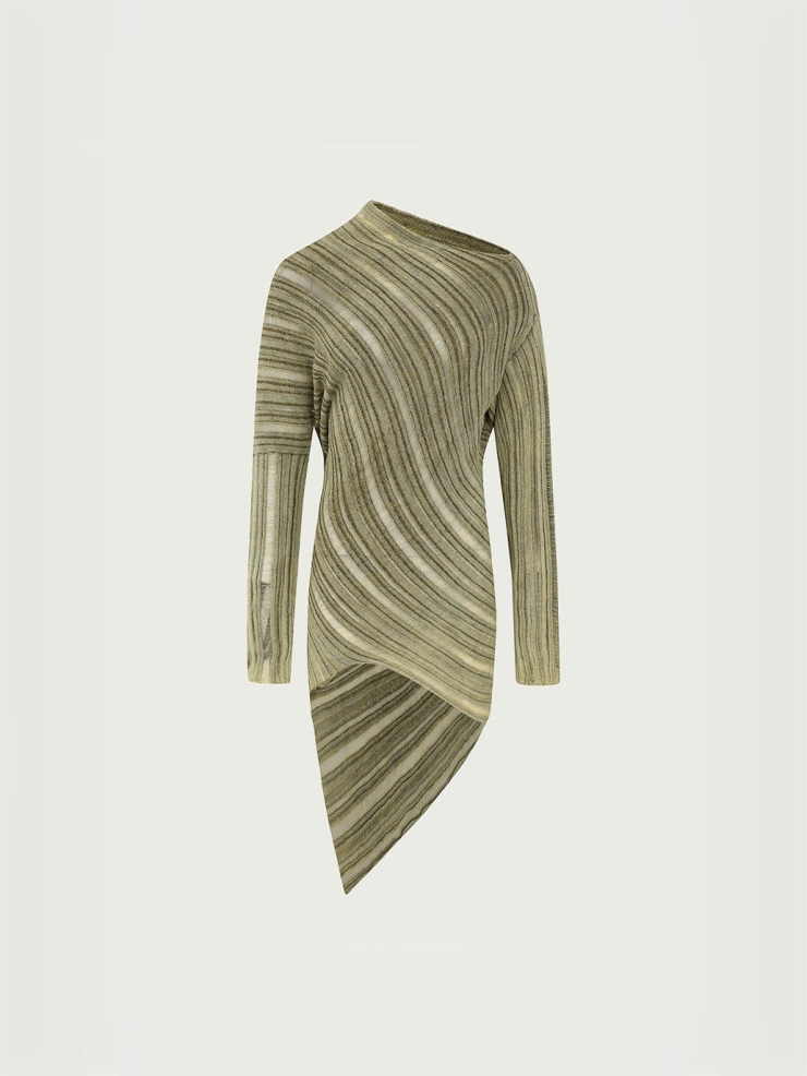 Yellow Drapery Distressed Knit Top