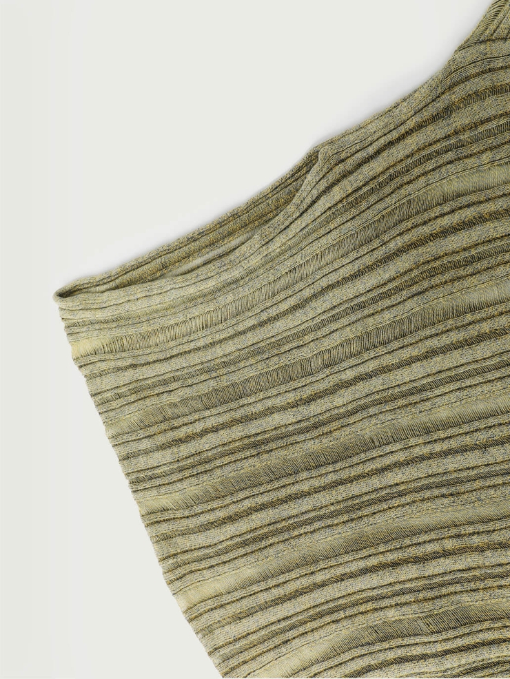 Yellow Drapery Distressed Knit Top