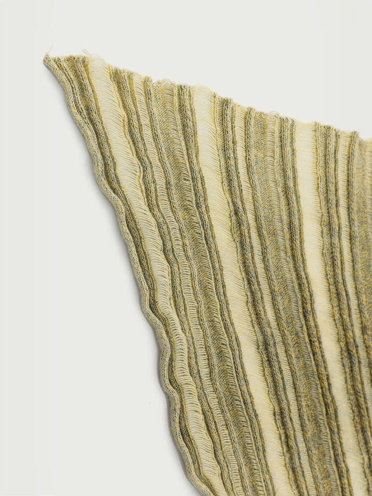 Yellow Drapery Distressed Knit Top