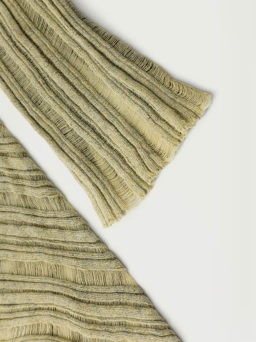 Yellow Drapery Distressed Knit Top