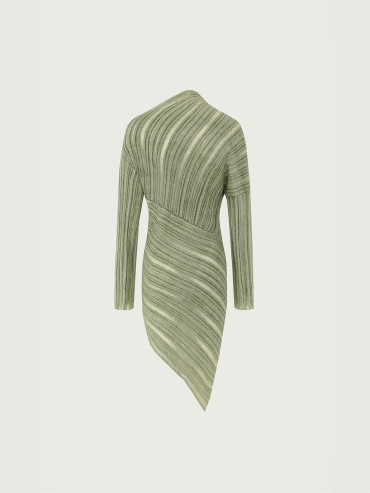 Green Drapery Distressed Knit Top