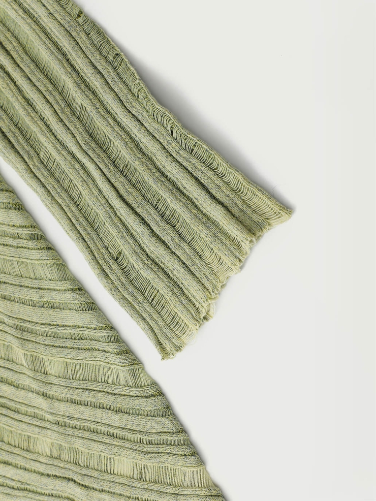 Green Drapery Distressed Knit Top