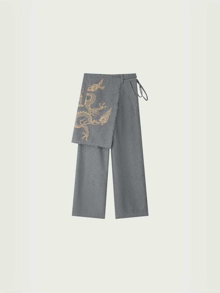 Blue dragon embroidery jeans
