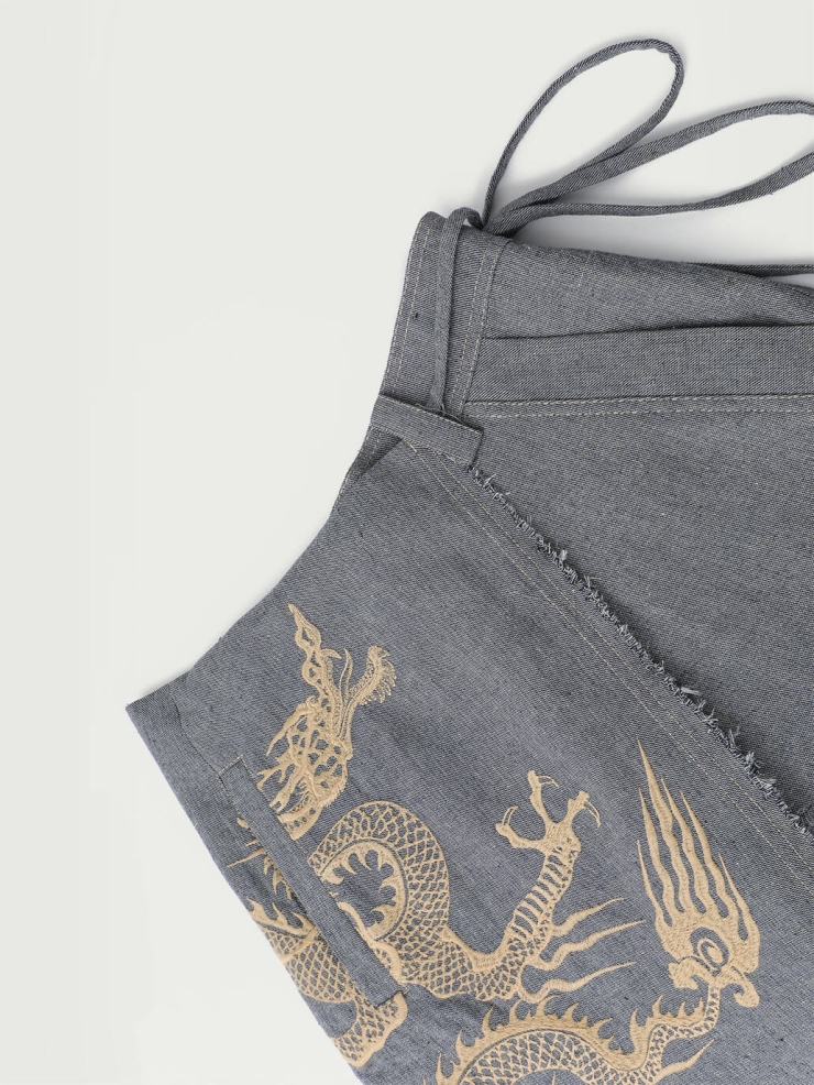 Blue dragon embroidery jeans