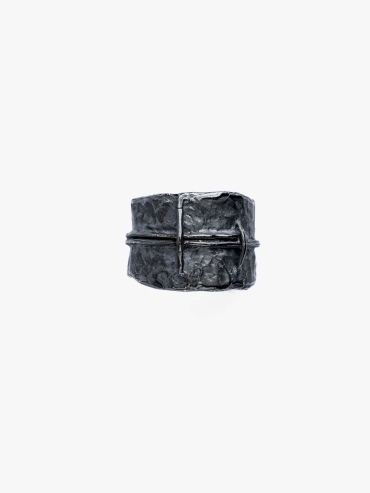 M.WONG Nestling Collection Black Silver Ring