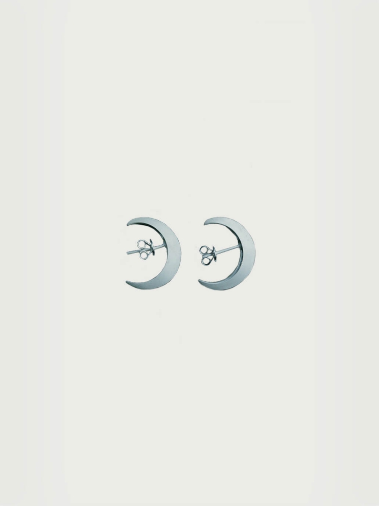 White Crescent Earrings