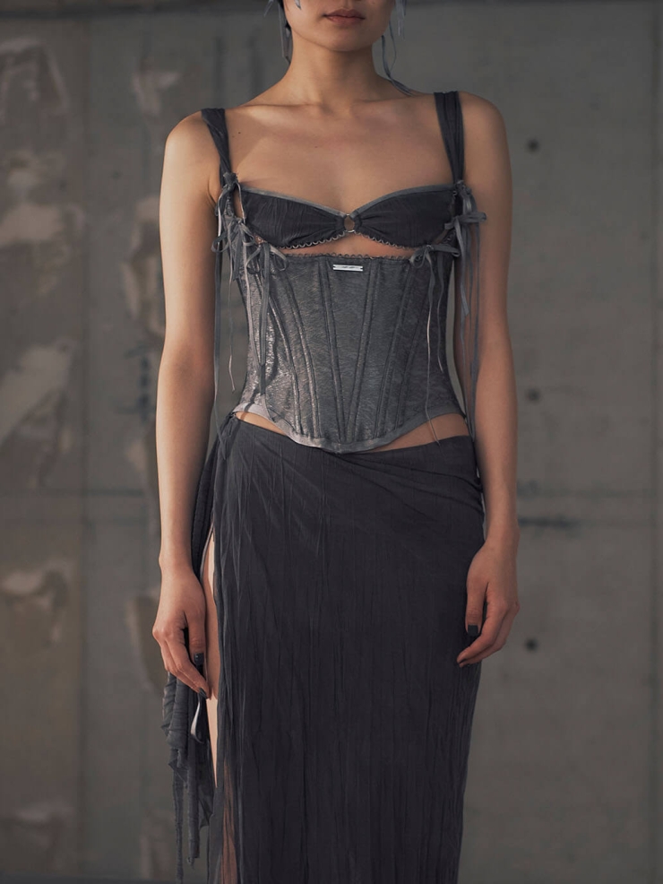 Grey sumi inner jacquard corset
