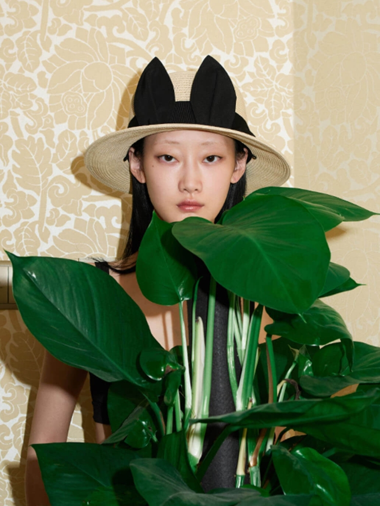 Beige Cat Ear Straw Hat