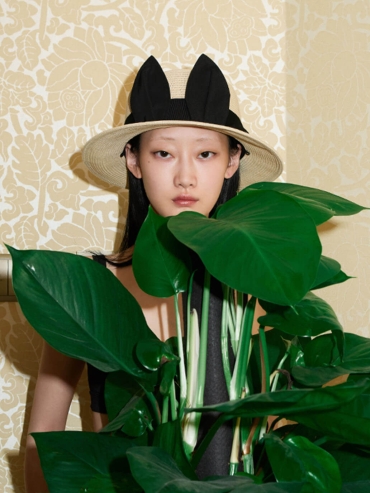 Beige Cat Ear Straw Hat