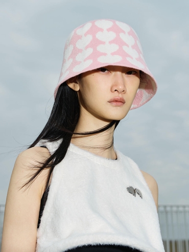 Pink and White Knit Hat