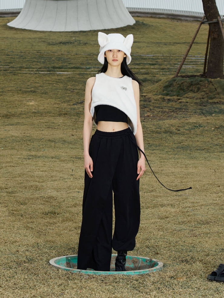 White Cat Ear Stacked Hat