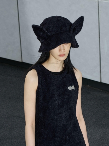 Black Cat Ear Stacked Hat