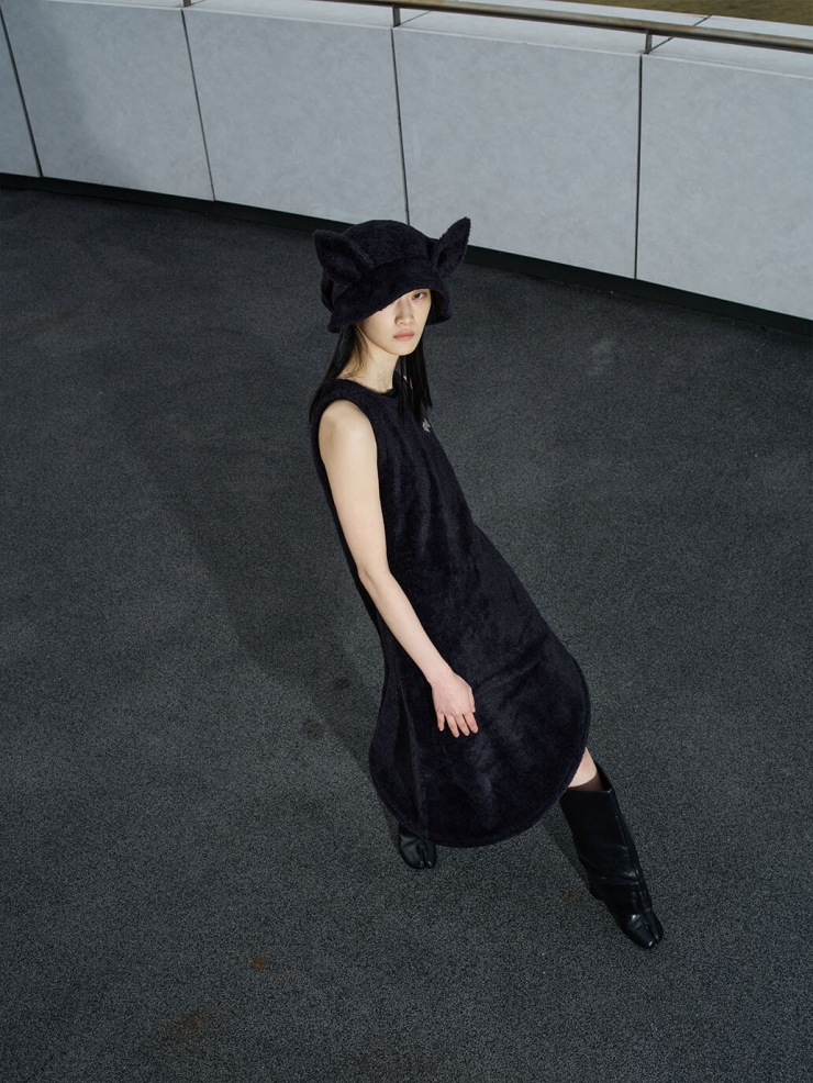 Black Cat Ear Stacked Hat