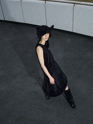 Black Cat Ear Stacked Hat