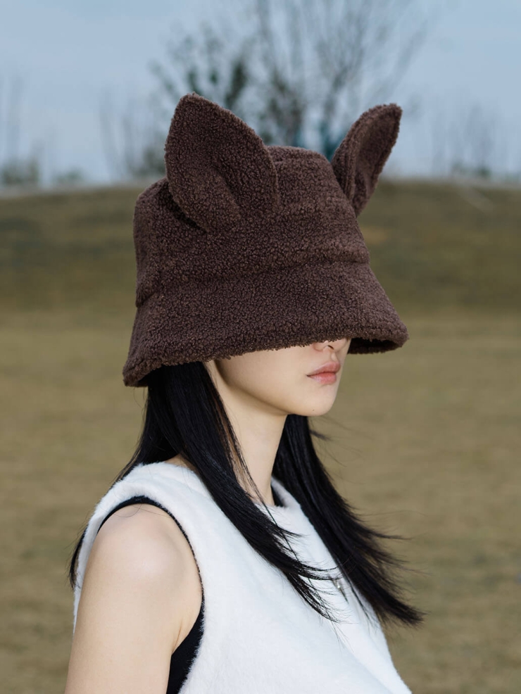 Chocolate Cat Ears Fisherman's Hat
