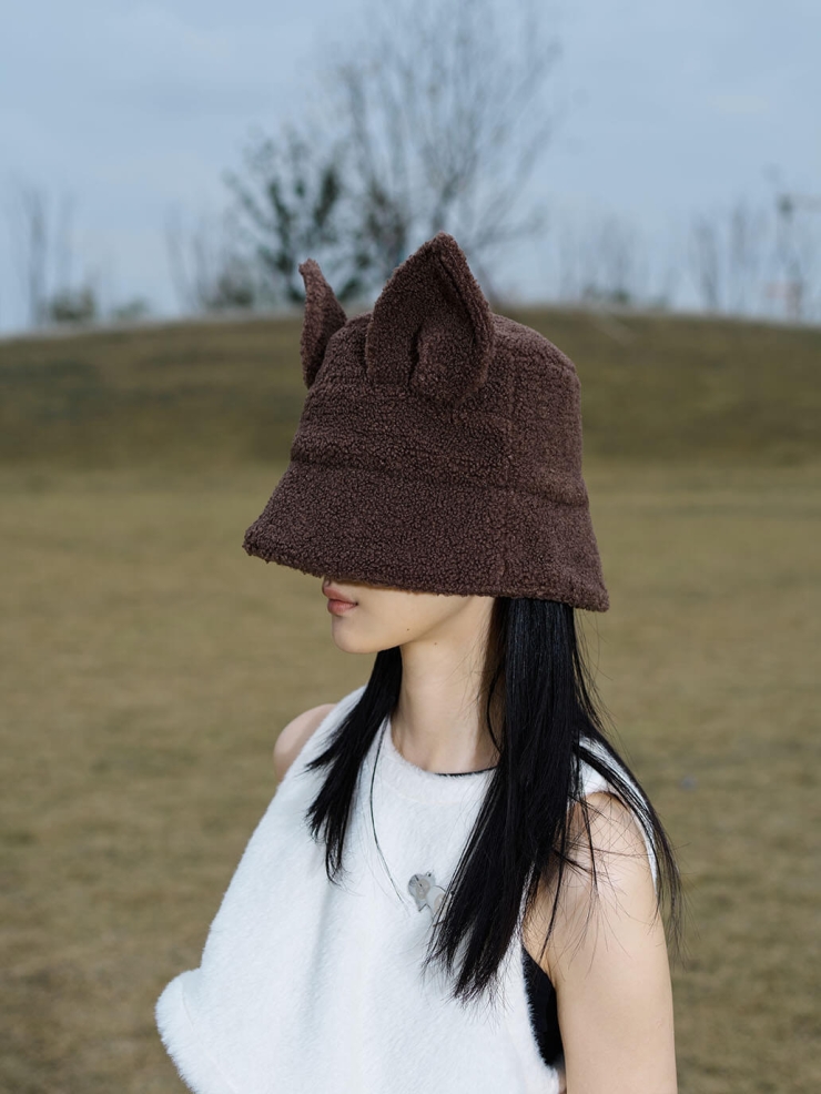 Chocolate Cat Ears Fisherman's Hat
