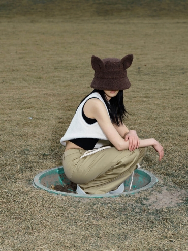 Chocolate Cat Ears Fisherman's Hat