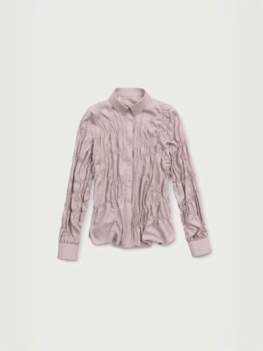 Pink Asymmetric Crinkled Shirt