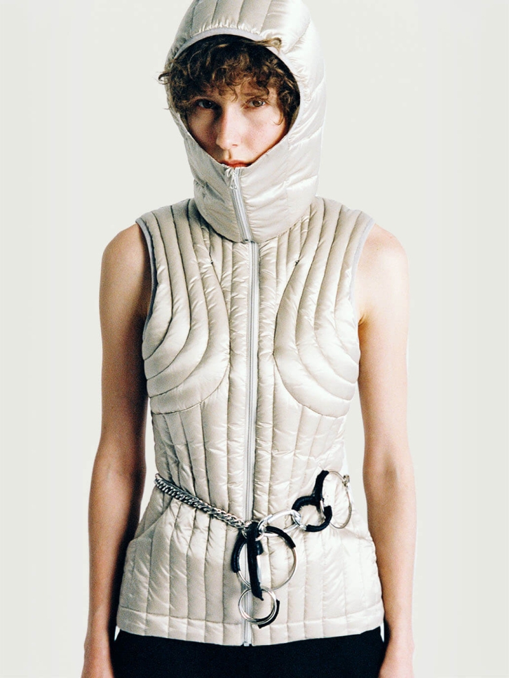 Light Grey Quilted Decorative Down Vest
