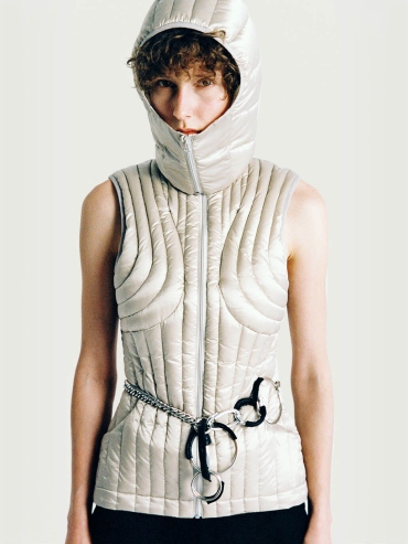 Light Grey Quilted Decorative Down Vest