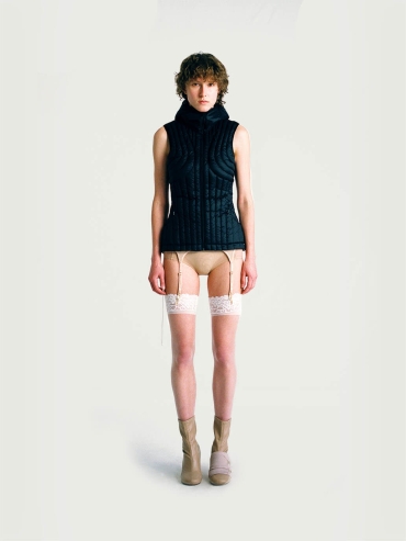 Black Quilted Decorative Down Vest