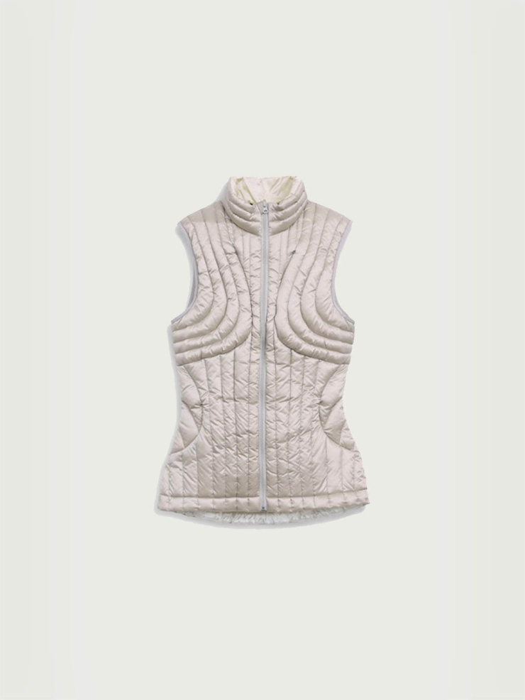 Light Grey Quilted Decorative Down Vest