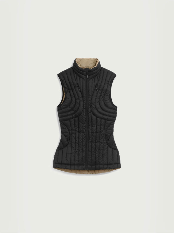 Black Quilted Decorative Down Vest
