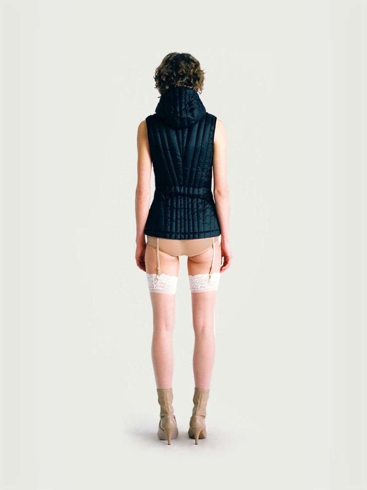 Black Quilted Decorative Down Vest