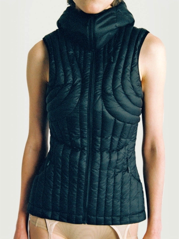 Black Quilted Decorative Down Vest