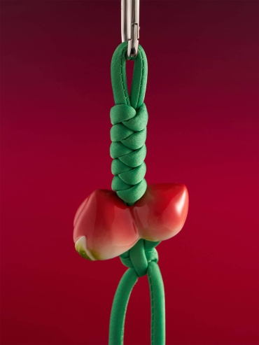Green Satin Rope with Peach Bag Charm/Car Rearview Mirror Ornament