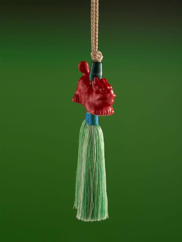 Green Tassel with Red QI LIN Bag Charm/Car Rearview Mirror Ornament