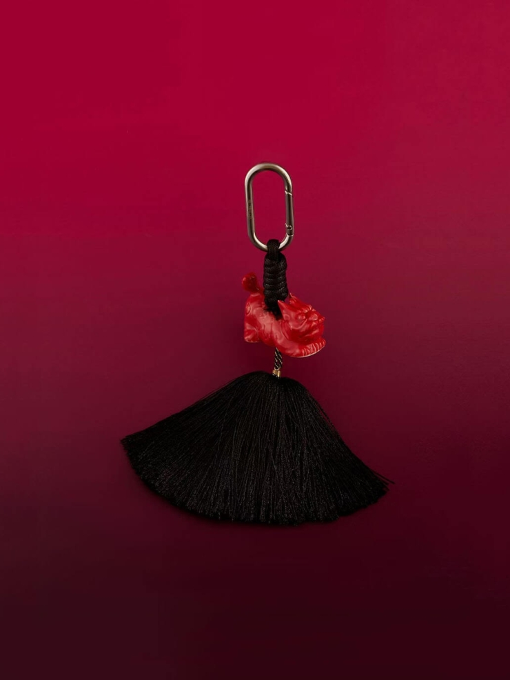 Black Tassel with QI LIN in Black Bag Charm/Car Rearview Mirror Ornament