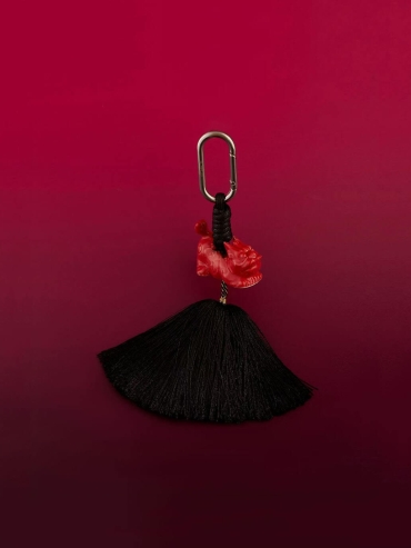 Black Tassel with QI LIN in Black Bag Charm/Car Rearview Mirror Ornament