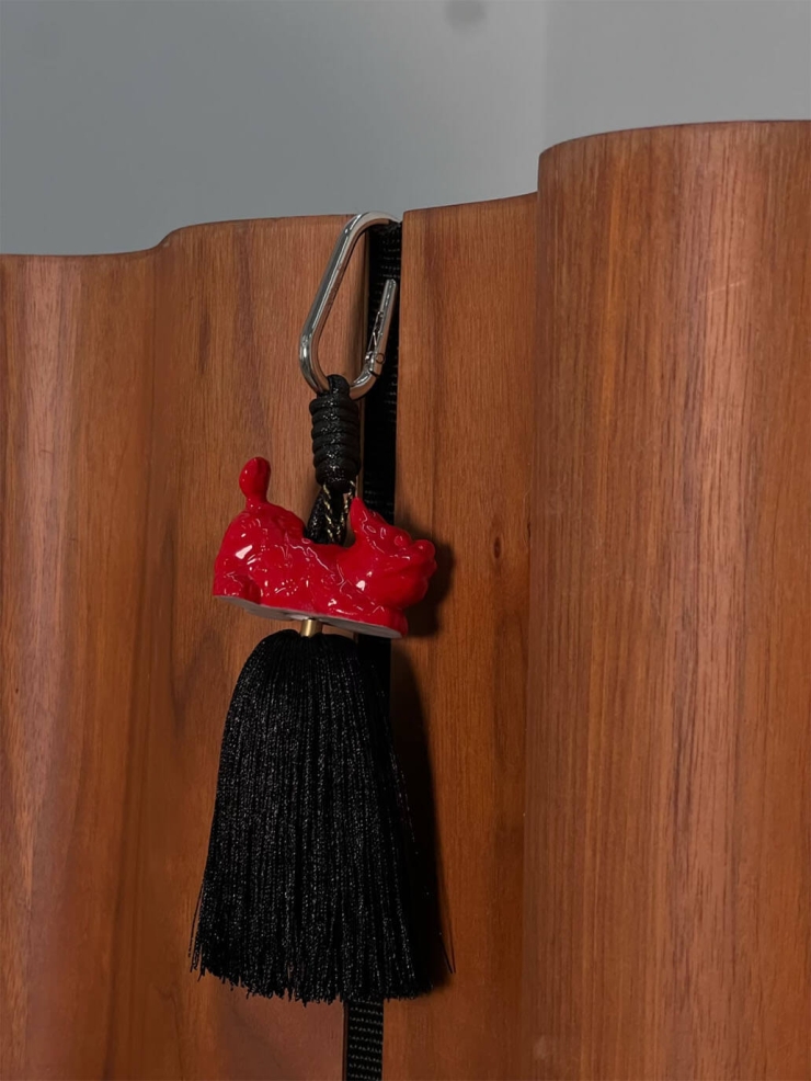 Black Tassel with QI LIN in Black Bag Charm/Car Rearview Mirror Ornament