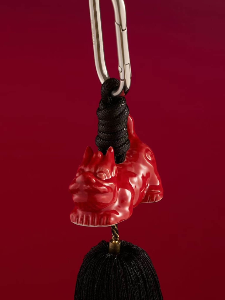 Black Tassel with QI LIN in Black Bag Charm/Car Rearview Mirror Ornament