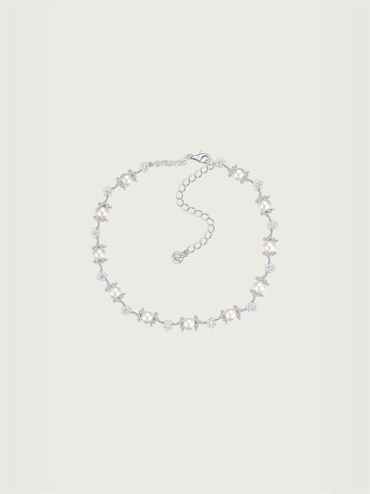 Silver Pearl Blossom Necklace