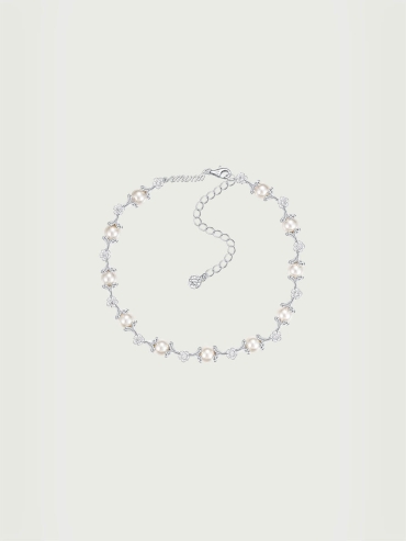 Silver Pearl Blossom Necklace