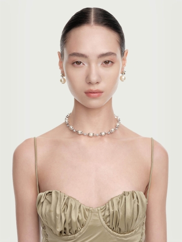 Silver Pearl Blossom Necklace